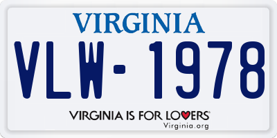 VA license plate VLW1978