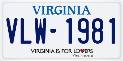 VA license plate VLW1981