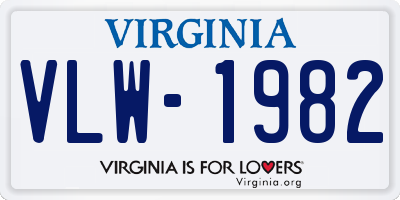 VA license plate VLW1982