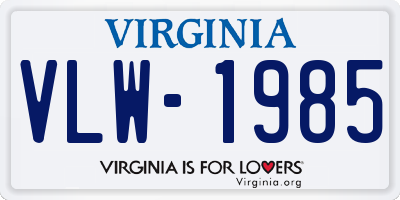 VA license plate VLW1985