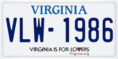 VA license plate VLW1986