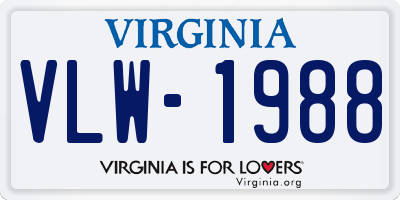 VA license plate VLW1988