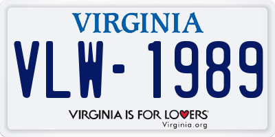 VA license plate VLW1989