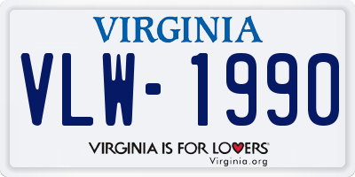 VA license plate VLW1990