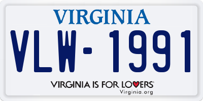 VA license plate VLW1991