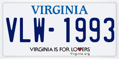 VA license plate VLW1993