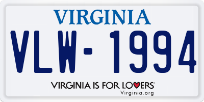 VA license plate VLW1994