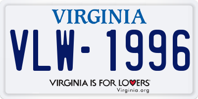 VA license plate VLW1996