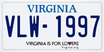 VA license plate VLW1997