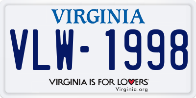 VA license plate VLW1998