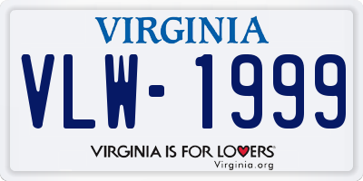 VA license plate VLW1999