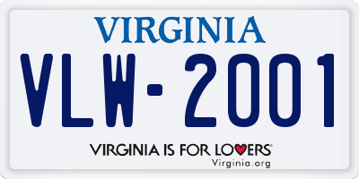 VA license plate VLW2001