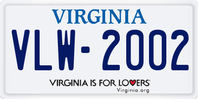 VA license plate VLW2002