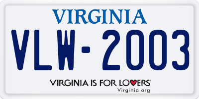 VA license plate VLW2003