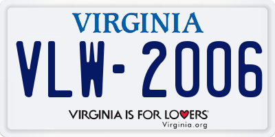 VA license plate VLW2006