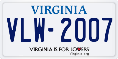 VA license plate VLW2007