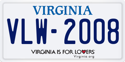 VA license plate VLW2008