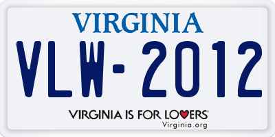 VA license plate VLW2012