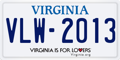 VA license plate VLW2013