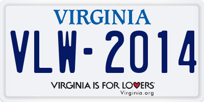 VA license plate VLW2014