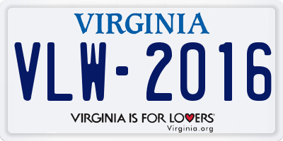 VA license plate VLW2016