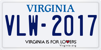 VA license plate VLW2017