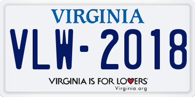 VA license plate VLW2018