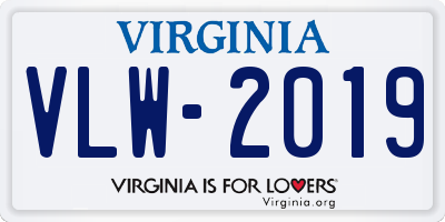 VA license plate VLW2019