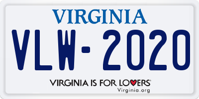 VA license plate VLW2020