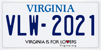 VA license plate VLW2021