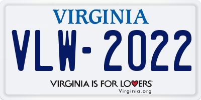 VA license plate VLW2022