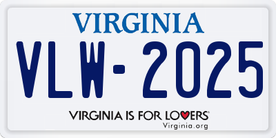 VA license plate VLW2025