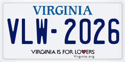 VA license plate VLW2026