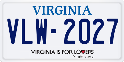 VA license plate VLW2027