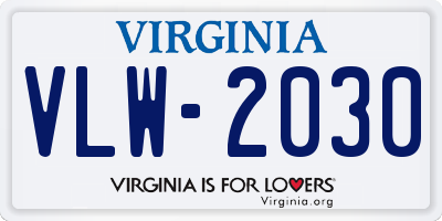 VA license plate VLW2030