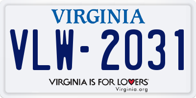 VA license plate VLW2031