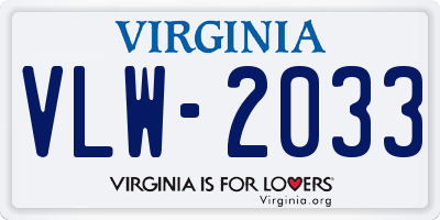 VA license plate VLW2033