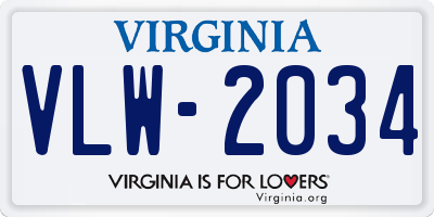 VA license plate VLW2034