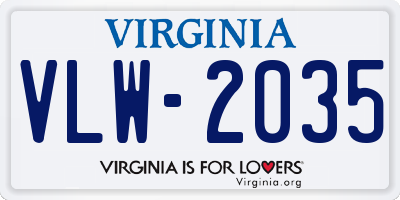 VA license plate VLW2035