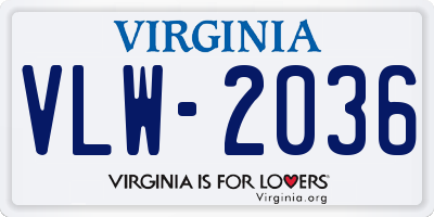 VA license plate VLW2036