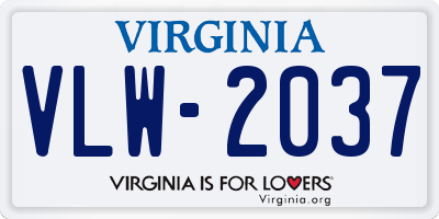 VA license plate VLW2037