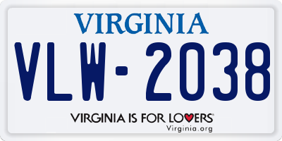 VA license plate VLW2038