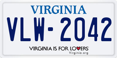 VA license plate VLW2042