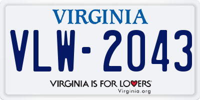 VA license plate VLW2043