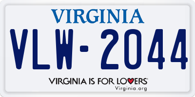 VA license plate VLW2044