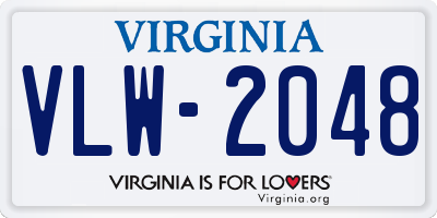 VA license plate VLW2048