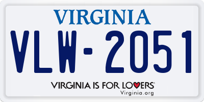 VA license plate VLW2051