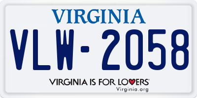 VA license plate VLW2058