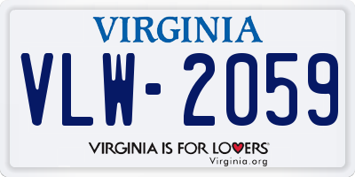 VA license plate VLW2059