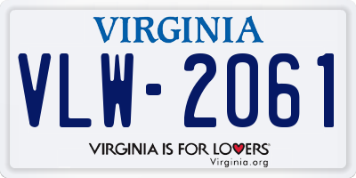 VA license plate VLW2061